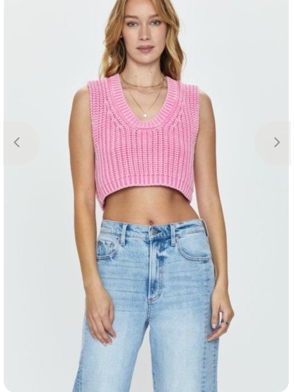 Pistola Women’s XS Cora Bubble Gum Pink Chunky Knit Sleeveless Cropped Top